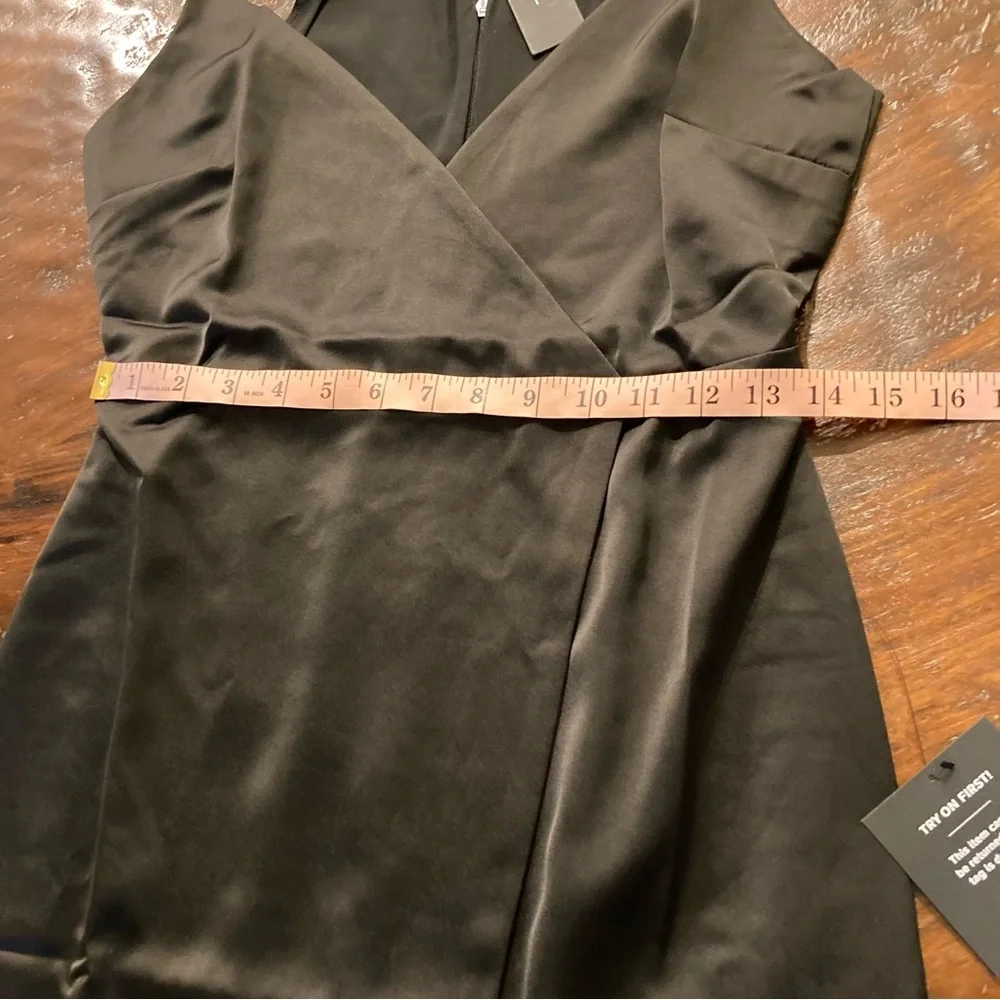 NWT Lulus Black Dress Satin Short Mini What a Stunner Size M Medium - Picture 10 of 11